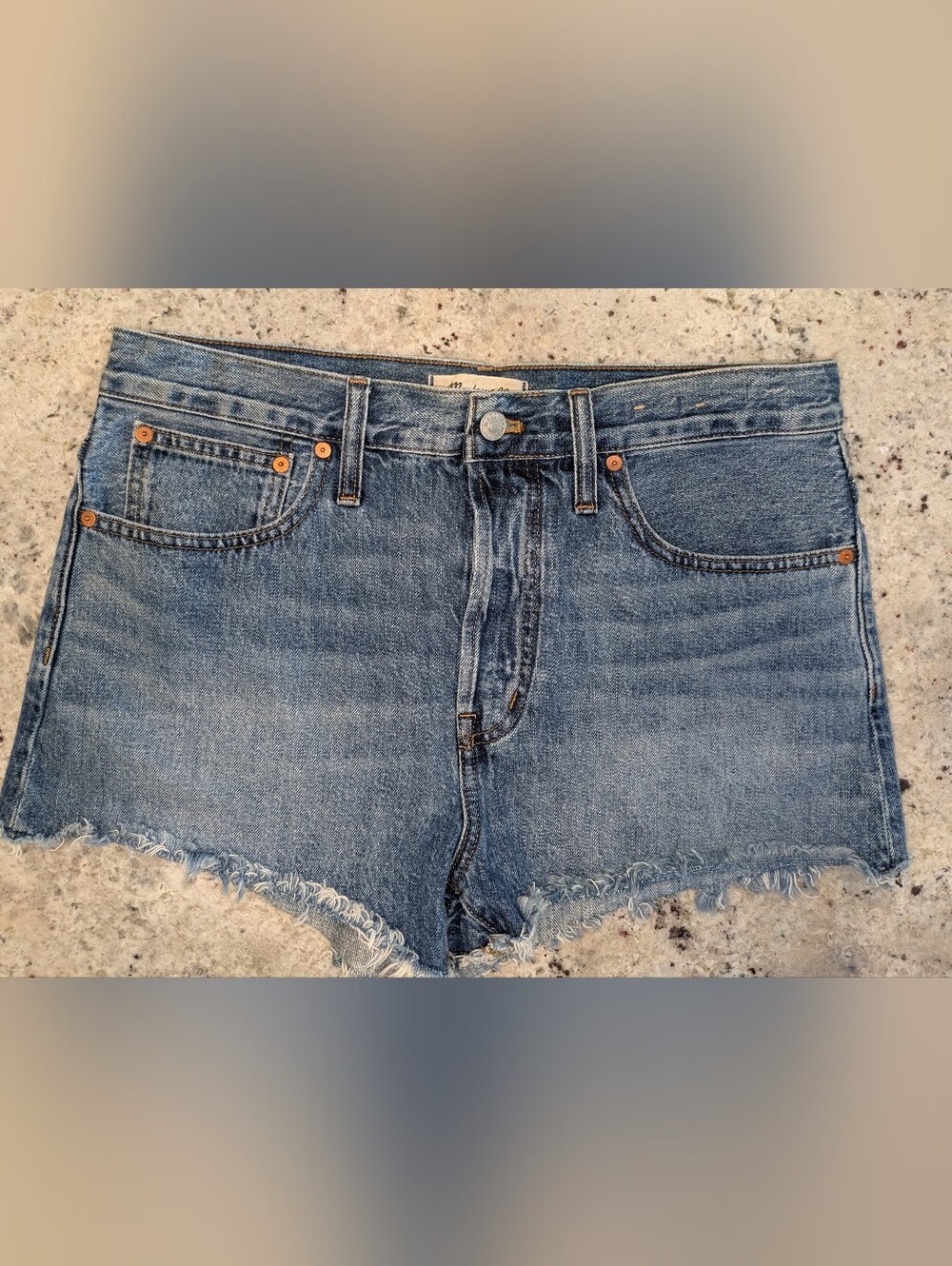 Madewell Relaxed Denim Shorts 28 High Rise Raw Hem Cutoff 100% Cotton
